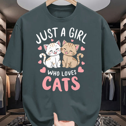 Cat Love Shirt, Funny Cat Lover Gift UnisexT-Shirt/Hoodie/Sweatshirt HLT00 - Cat Lover Just A Girl Who Loves Cats T-Shirt