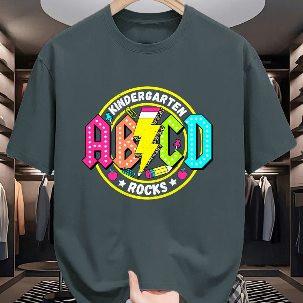 Best Teacher Shirt, Funny Teacher UnisexT-Shirt/Hoodie/Sweatshirt HLT00 - Kindergarten Rocks ABCD Back to School Funny Rock Teacher T-Shirt