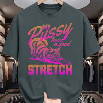 Cat Love Shirt, Funny Cat Lover Gift UnisexT-Shirt/Hoodie/Sweatshirt HLT00 - My Pussy Love A Good Stretch Funny Vintage T-Shirt (1)