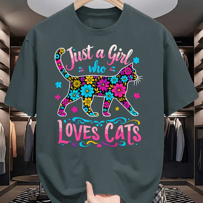 Cat Love Shirt, Funny Cat Lover Gift UnisexT-Shirt/Hoodie/Sweatshirt HLT00 - Cat Cute Just A Girl Who Loves Cats T-Shirt (1)
