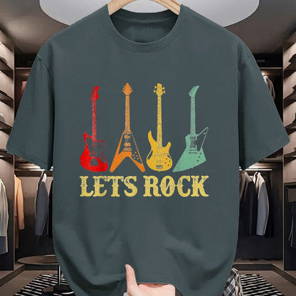 Guitar Lover Shirt, Funny Guitar UnisexT-Shirt/Hoodie/Sweatshirt HLT00 - Vintage Retro Lets Rock Rock n Roll Guitar T-Shirt, Youth, Black, Small