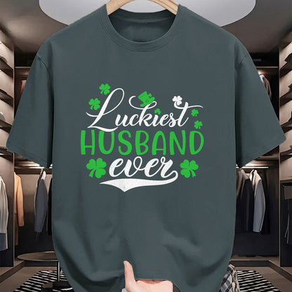 Best Husband Shirt, Wife and Husband Unisex T-Shirt/Hoodie/Sweatshirt HLT00 - Luckiest Husband Ever Shamrock Lucky St Patrick_s Day T-Shirt