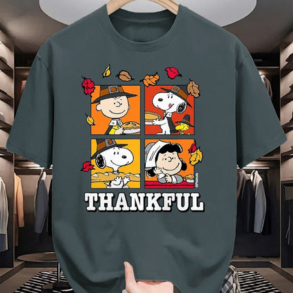 Best Thanksgiving Family Shirt , Funny Thanksgiving UnisexT-Shirt/Hoodie/Sweatshirt HLT00 - Peanuts - Peanuts - Snoopy Charlie Brown Lucy Thankful T-Shirt, Men, Black, 3X-Large