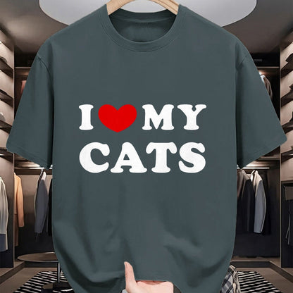 Cat Love Shirt, Funny Cat Lover Gift UnisexT-Shirt/Hoodie/Sweatshirt HLT00 - I Love My Cats, I Heart My Cats T-Shirt, Men, Black, 3X-Large