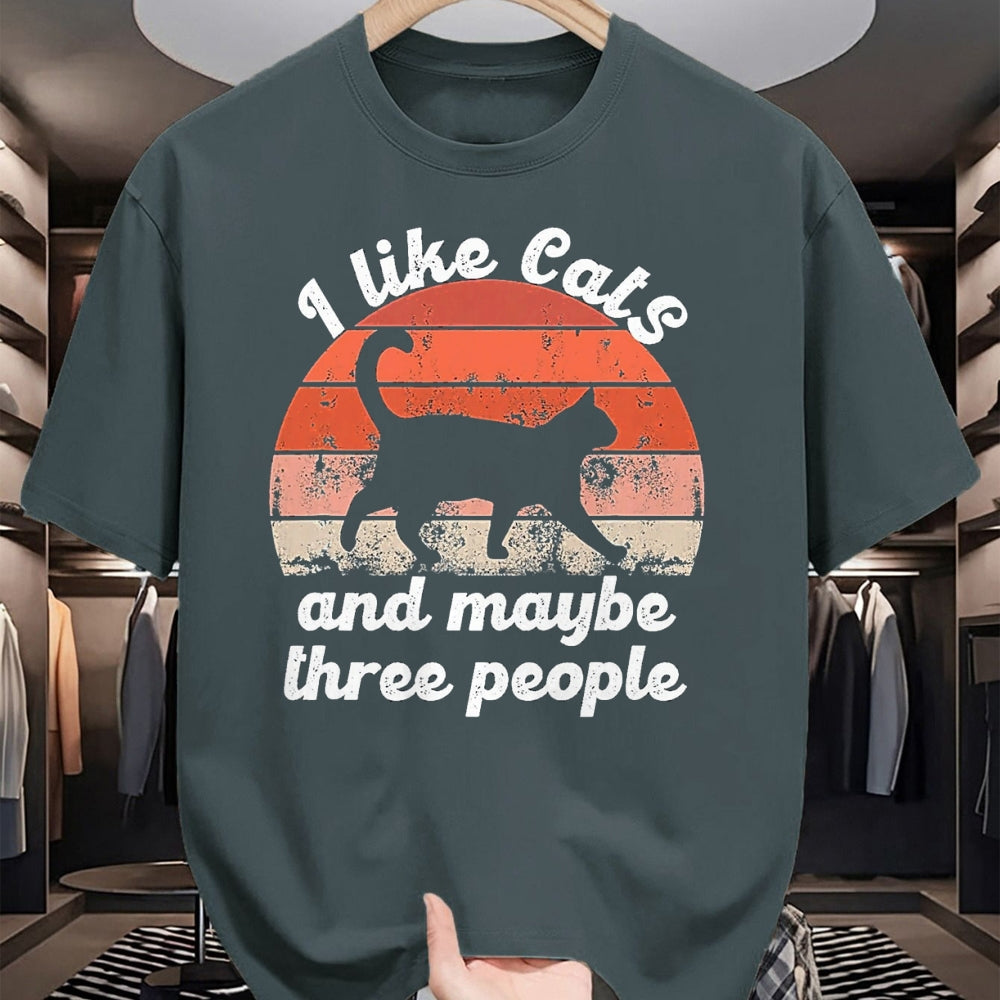Cat Love Shirt, Funny Cat Lover Gift UnisexT-Shirt/Hoodie/Sweatshirt HLT00 - I Like Cats and Maybe 3 People T-Shirt, Men, Black, 3X-Large