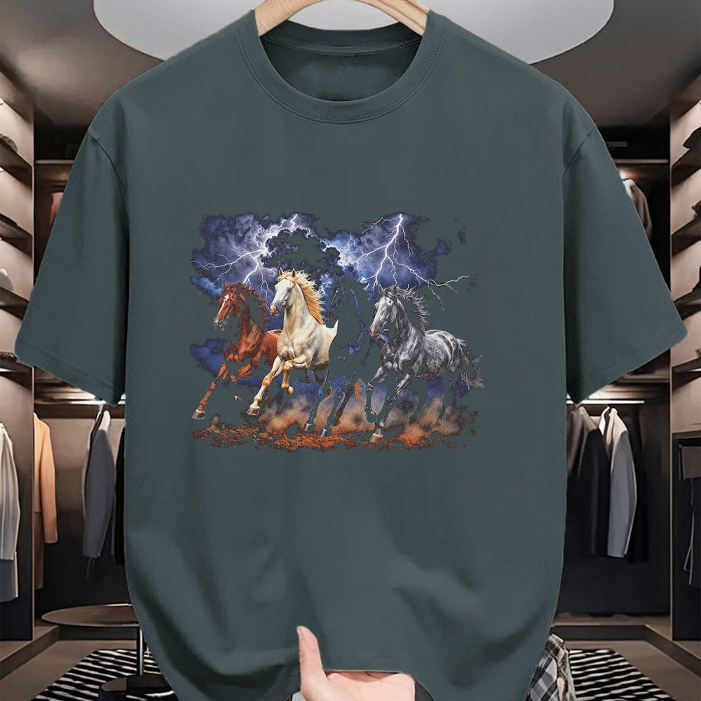 Best Horse Lover Shirt , Funny Horse UnisexT-Shirt/Hoodie/Sweatshirt HLT00 - Running Horses Vintage 90s Lightning Storm Western Cowboy T-Shirt