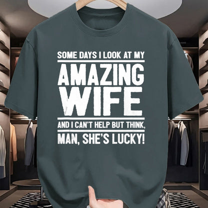 Best Wife Shirt, Wife and Husband Unisex T-Shirt/Hoodie/Sweatshirt HLT00 - Gift for wife T shirt, lucky wife   Man, My Wife Is Lucky - Funny Lucky Wife Tank Top