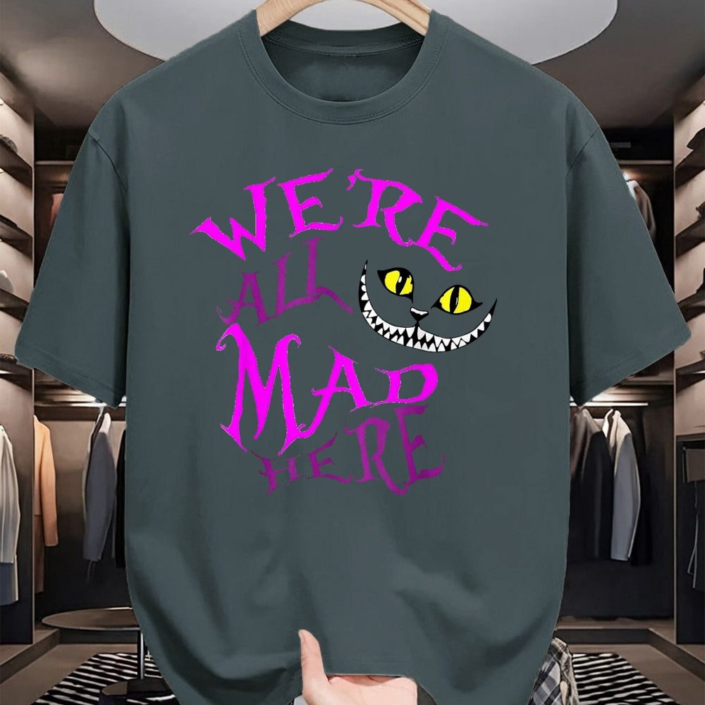 Cat Love Shirt, Funny Cat Lover Gift UnisexT-Shirt/Hoodie/Sweatshirt HLT00 - Cheshire Cat - We_re All Mad Here T-Shirt, Women, Black, Large