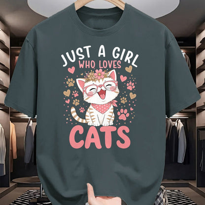 Cat Love Shirt, Funny Cat Lover Gift UnisexT-Shirt/Hoodie/Sweatshirt HLT00 - Just A Girl Who Loves Cats Cute Floral Animals Lover T-Shirt