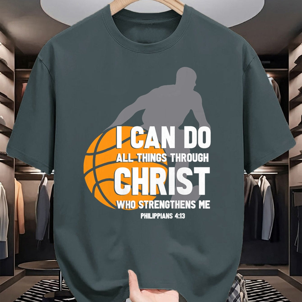 Christian Tee, Christian Faith Unisex T-Shirt/Hoodie/Sweatshirt HLT00 - I Can Do All Things Through Christ Christian Basketball T-Shirt
