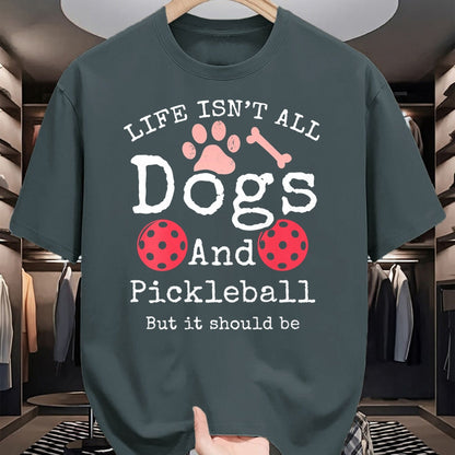 Funny Pickleball Shirt, Pickleball Lover Unisex T-Shirt/Hoodie/Sweatshirt HLT00 - Womens Life Isn't All Dogs and Pickleball Player V-Neck T-Shirt
