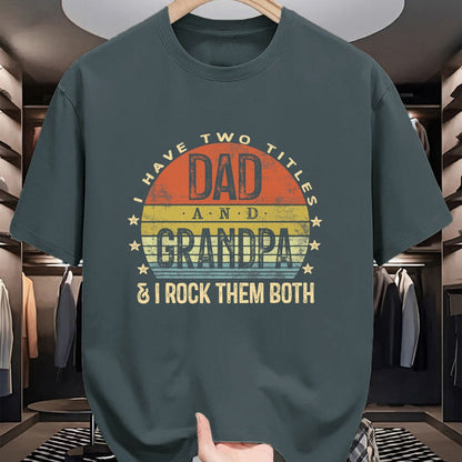 Best Grandpa Shirt, Proud Grandpa Unisex T-Shirt/Hoodie/Sweatshirt HLT00 - I Have Two Titles Dad And Grandpa I Rock Them Both Vintage T-Shirt (1)