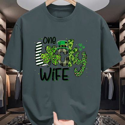 Best Wife Shirt, Wife and Husband Unisex T-Shirt/Hoodie/Sweatshirt HLT00 - Gift for wife T shirt, lucky wife   One Lucky Wife St Patricks Day Mom Mother Shamrock Leopard T-Shi
