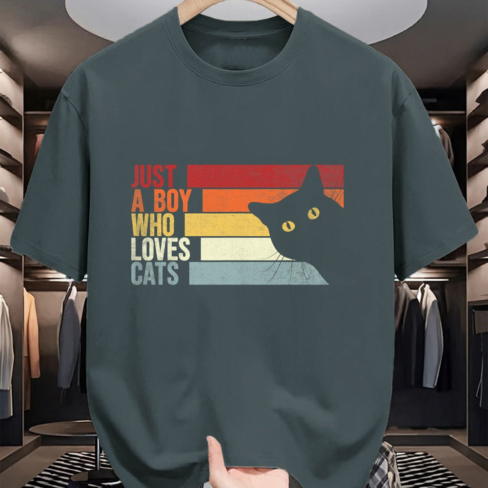Cat Love Shirt, Funny Cat Lover Gift UnisexT-Shirt/Hoodie/Sweatshirt HLT00 - Just A Boy Who Loves Cats. Funny Cats Lover T-Shirt (2)