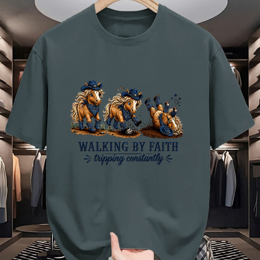 Best Horse Lover Shirt , Funny Horse UnisexT-Shirt/Hoodie/Sweatshirt HLT00 - Walking By Faith Tripping Constantly Western Horse Christian T-Shirt