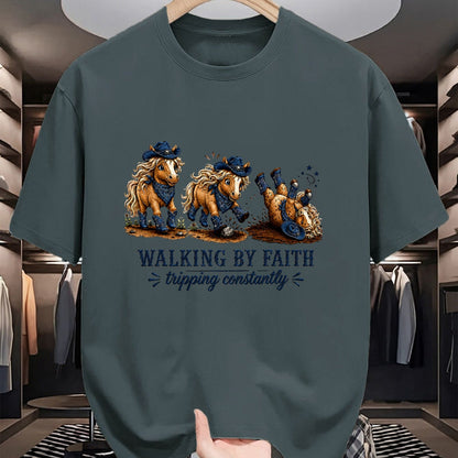 Best Horse Lover Shirt , Funny Horse UnisexT-Shirt/Hoodie/Sweatshirt HLT00 - Walking By Faith Tripping Constantly Western Horse Christian T-Shirt