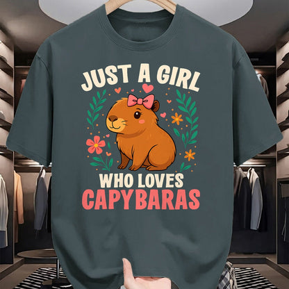 Cute Capybara Shirt, Funny Capybara Unisex T-Shirt/Hoodie/Sweatshirt HLT00 - Just a Girl Who Loves Capybaras Cute Rodent Animal T-Shirt