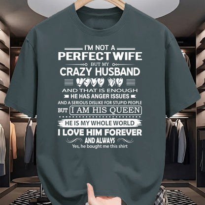 Christian Tee, Christian Faith Unisex T-Shirt/Hoodie/Sweatshirt HLT00 - I_m Not A Perfect Wife But My Crazy Husband Love Me Gifts Pullover Hoodie