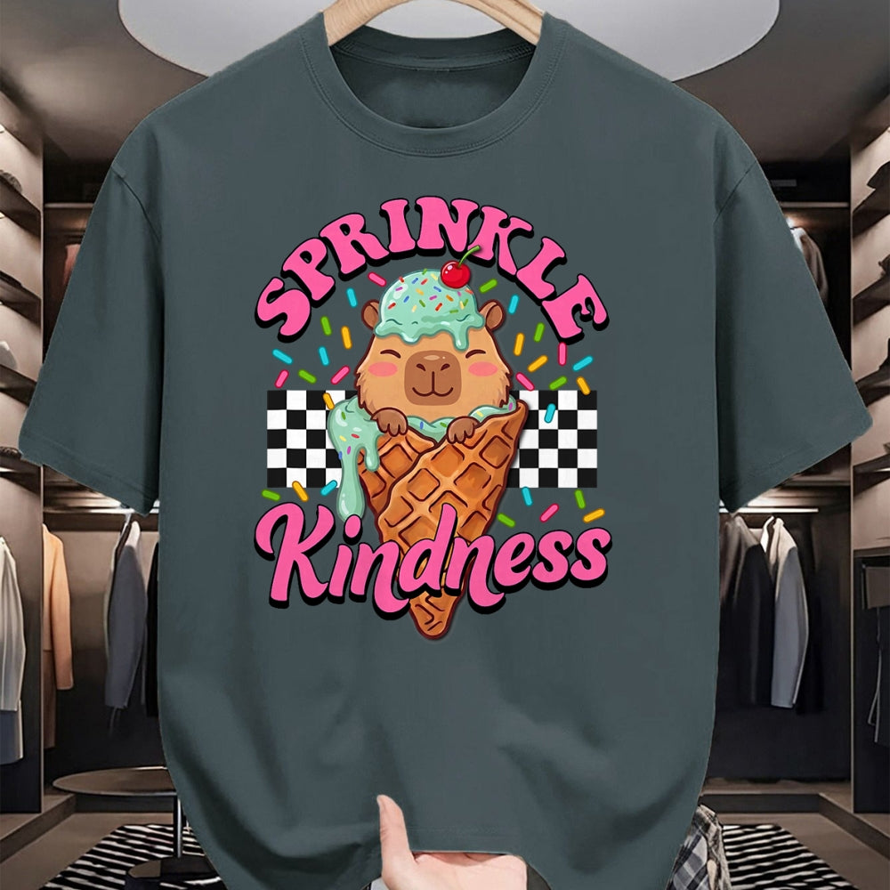 Cute Capybara Shirt, Funny Capybara Unisex T-Shirt/Hoodie/Sweatshirt HLT00 - Womens Girls Sprinkle Kindness Ice Cream Capybara Lover T-Shirt