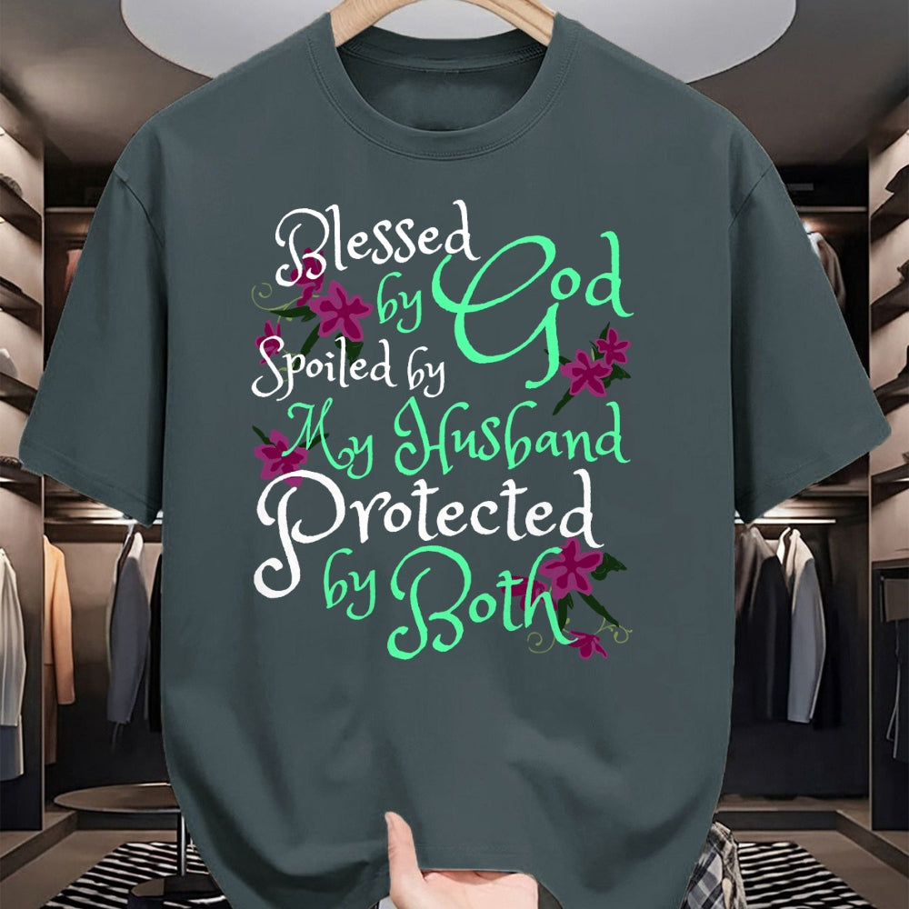 Best Wife Shirt, Wife and Husband Unisex T-Shirt/Hoodie/Sweatshirt HLT00 - Gift for wife T shirt, spoiled wife   Blessed by God Spoiled by My Husband Protected by Both Wife T-