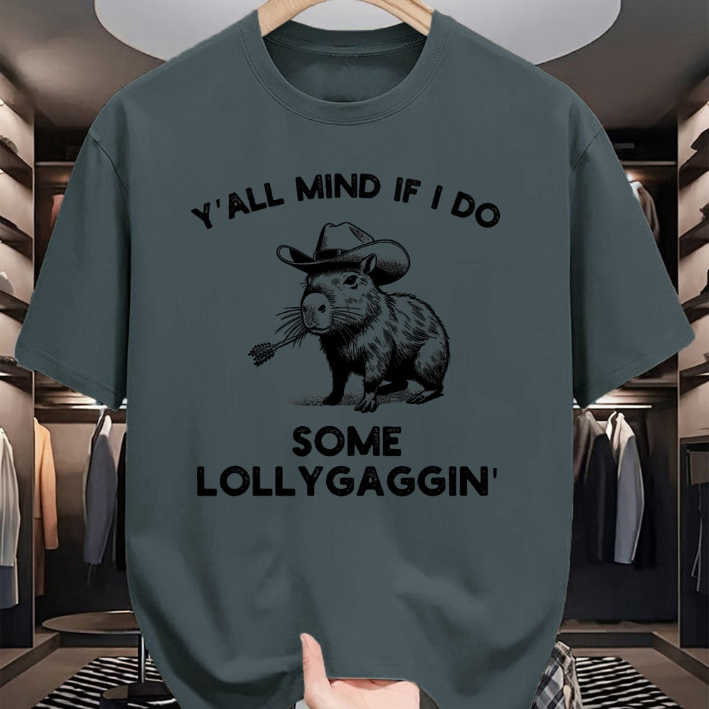 Cute Capybara Shirt, Funny Capybara Unisex T-Shirt/Hoodie/Sweatshirt HLT00 - Y_all Mind if I do some Lollygaggin_ Funny capybara cowboy T-Shirt