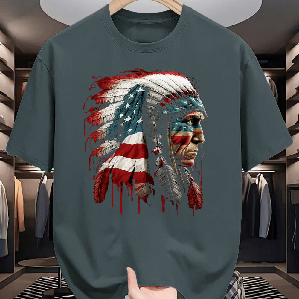 Native American T-Shirts, Vintage Native American Unisex T-Shirt/Hoodie/Sweatshirt HLT00 - Native American Indian Chief American USA Flag