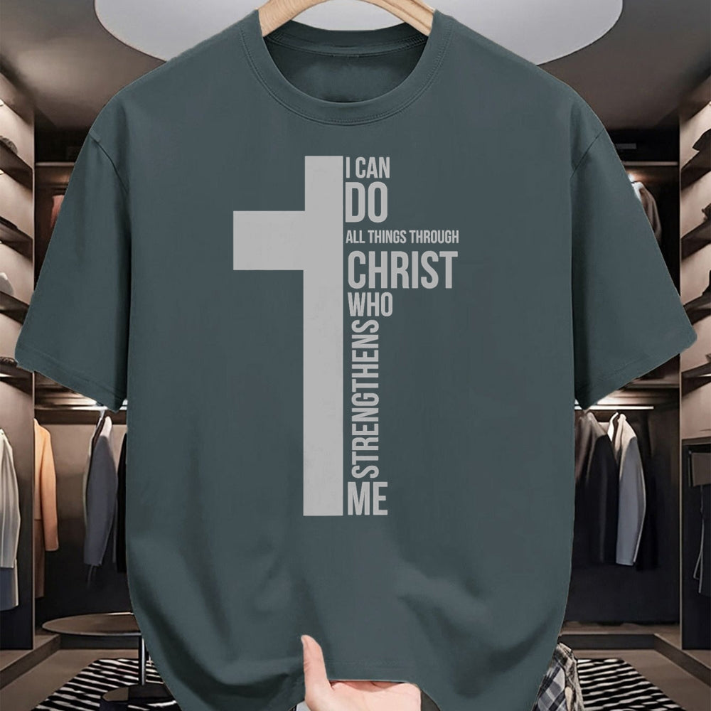 Christian Tee, Christian Faith Unisex T-Shirt/Hoodie/Sweatshirt HLT00 - I Can Do All Things Through Christ Who Strengthens Me Cross T-Shirt