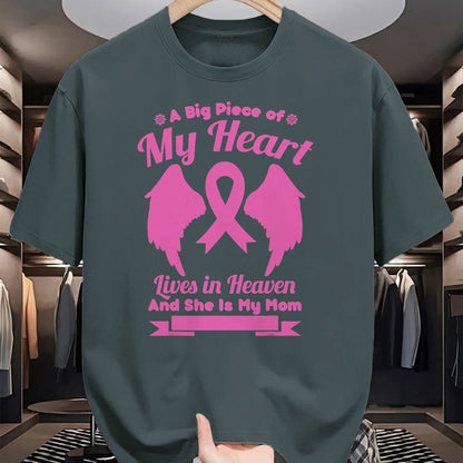 Gift for Mom Shirt, Funny Mom Unisex T-Shirt/Hoodie/Sweatshirt HLT00 - Mom In Heaven Wings Awesome Breast Cancer Awareness Gift T-Shirt