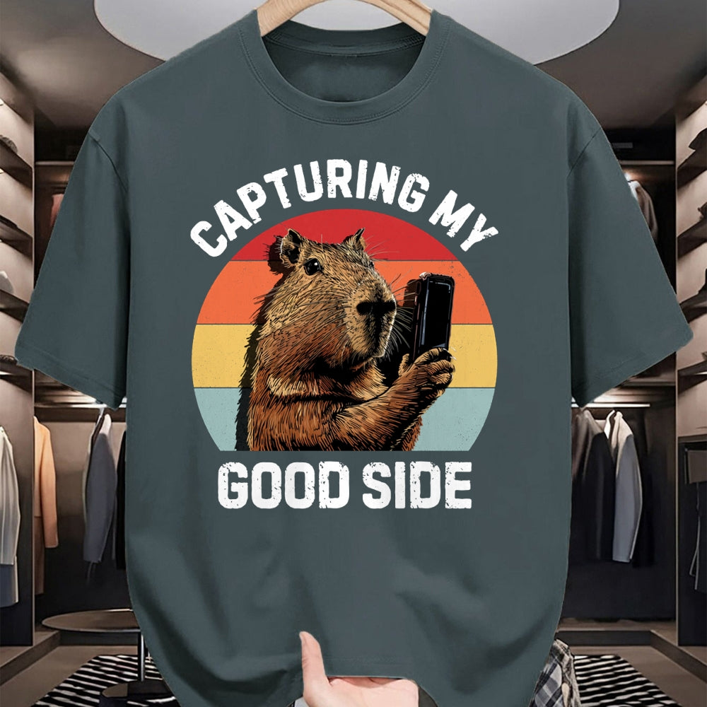 Cute Capybara Shirt, Funny Capybara Unisex T-Shirt/Hoodie/Sweatshirt HLT00 - Capybara Selfie Long Sleeve T-Shirt