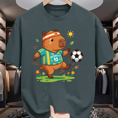 Cute Capybara Shirt, Funny Capybara Unisex T-Shirt/Hoodie/Sweatshirt HLT00 - Capybara Soccer Player Headband Funny Animal Sports Fan T-Shirt