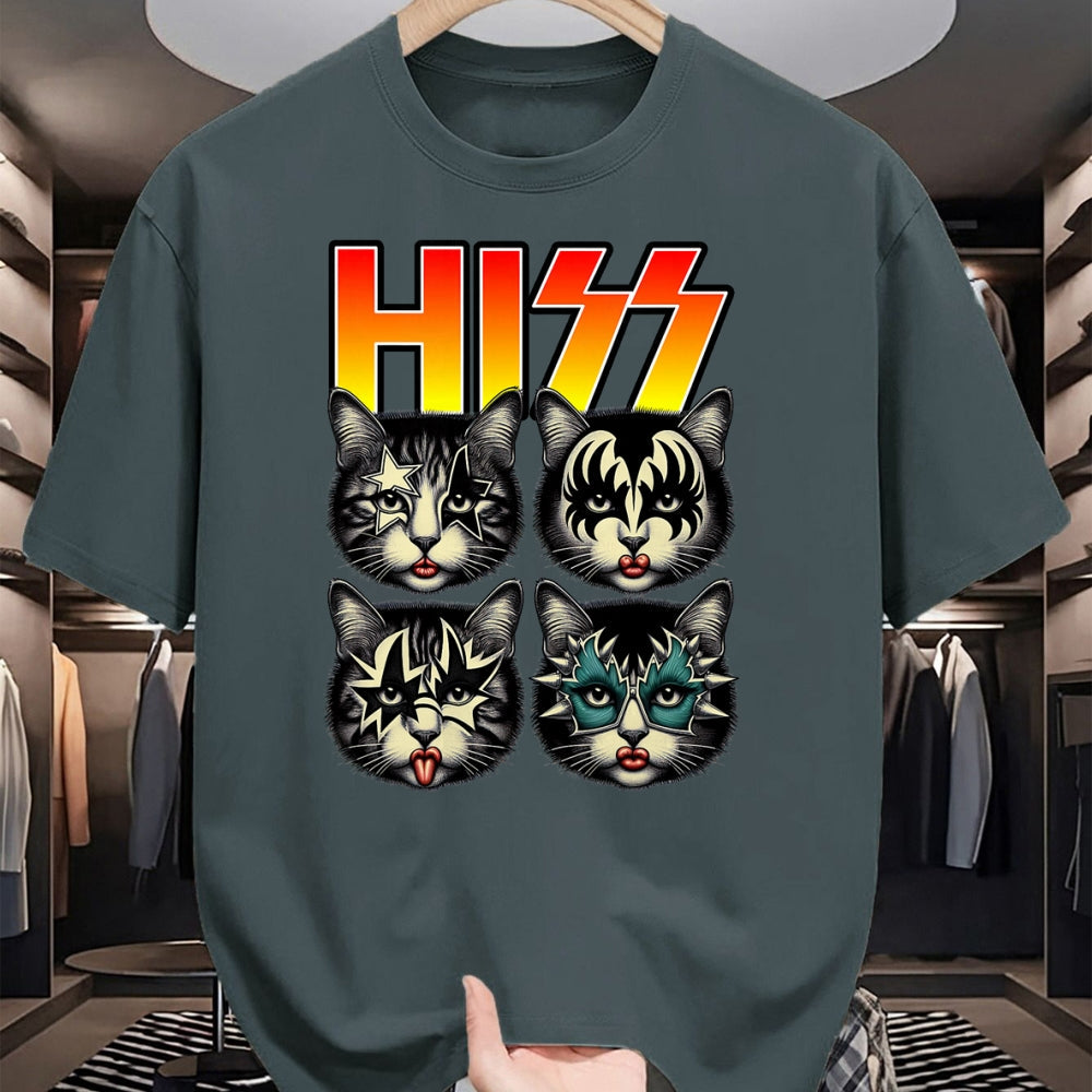 Cat Love Shirt, Funny Cat Lover Gift UnisexT-Shirt/Hoodie/Sweatshirt HLT00 - Retro Cat Rock Music Concert Band Hiss Funny Cat Kitten Love T-Shirt (1)