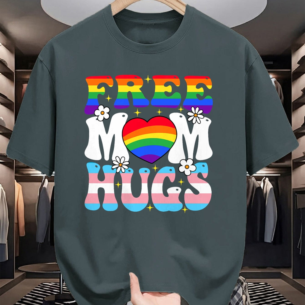Gift for Mom Shirt, Funny Mom Unisex T-Shirt/Hoodie/Sweatshirt HLT00 - Free Mom Hug Transgender Lesbian Gay LGBT Pride Rainbow Flag T-Shirt
