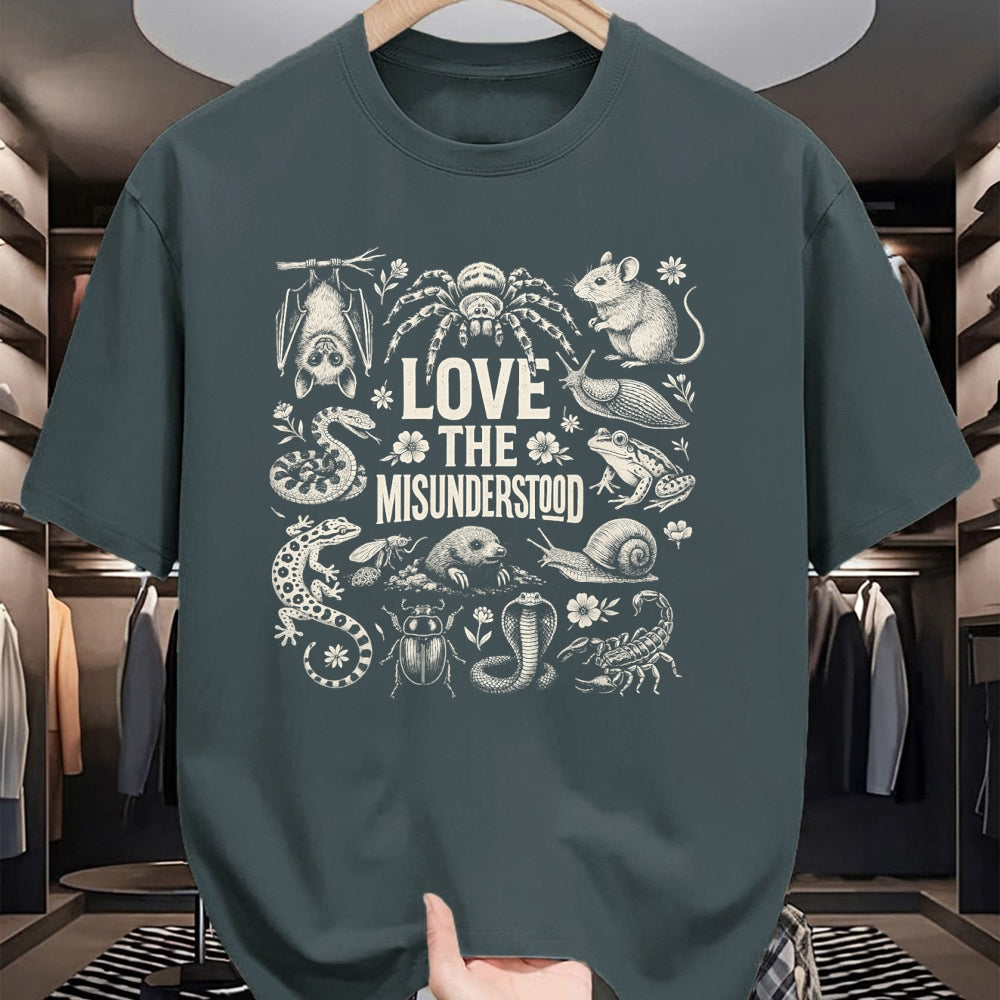 Cat Love Shirt, Funny Cat Lover Gift UnisexT-Shirt/Hoodie/Sweatshirt HLT00 - Love The Misunderstood Bat Raven Cat Snake Spider Moth Frog T-Shirt (2)