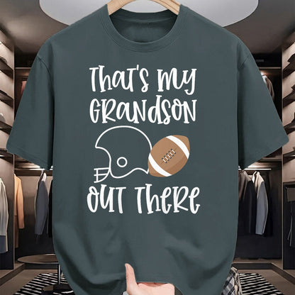 Best Grandma Shirt, Proud Grandma Unisex T-Shirt/Hoodie/Sweatshirt HLT00 - Proud Football Grandma Gift That's My Grandson Out There T-Shirt