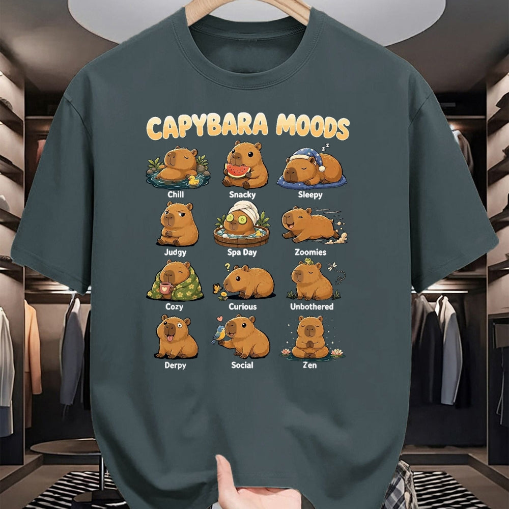 Cute Capybara Shirt, Funny Capybara Unisex T-Shirt/Hoodie/Sweatshirt HLT00 - Funny Capybara Moods Cute Chart Chill Zen Animal Art T-Shirt, Men, Black, 3X-Large