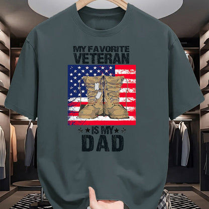 Gift for Dad Shirt, Funny Dad Unisex T-Shirt/Hoodie/Sweatshirt HLT00 – Dad Father_s Day My Favorite Veteran Is My Father Proud Kids T-Shirt