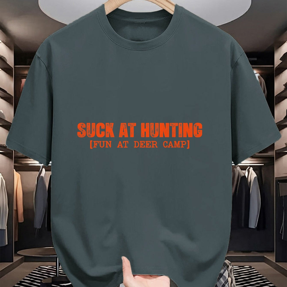 Funny Hunting Shirt, Gift For Hunting Lover Unisex T-Shirt/Hoodie/Sweatshirt HLT00 - Suck at Hunting Fun at Deer Camp for Men Women Funny Hunting T-Shirt