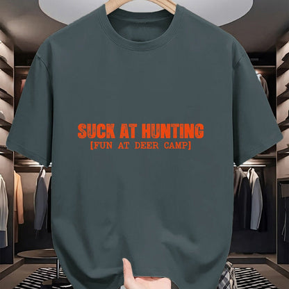 Funny Hunting Shirt, Gift For Hunting Lover Unisex T-Shirt/Hoodie/Sweatshirt HLT00 - Suck at Hunting Fun at Deer Camp for Men Women Funny Hunting T-Shirt