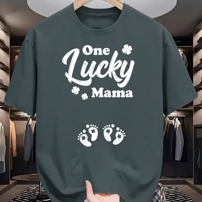 Gift for Mom Shirt, Funny Mom Unisex T-Shirt/Hoodie/Sweatshirt HLT00 - Pregnancy Mom of Twins One Lucky Mama St Patrick_s Day T-Shirt