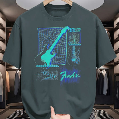 Guitar Lover Shirt, Funny Guitar UnisexT-Shirt/Hoodie/Sweatshirt HLT00 - Fender Stratocaster Guitar Schematic Poster T-Shirt, Men, Black, XX-Large