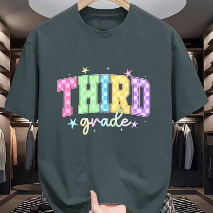 Best Student Shirt, Funny Back To School UnisexT-Shirt/Hoodie/Sweatshirt HLT00 - Back to School Checkered Third Grade Team Teacher Students T-Shirt