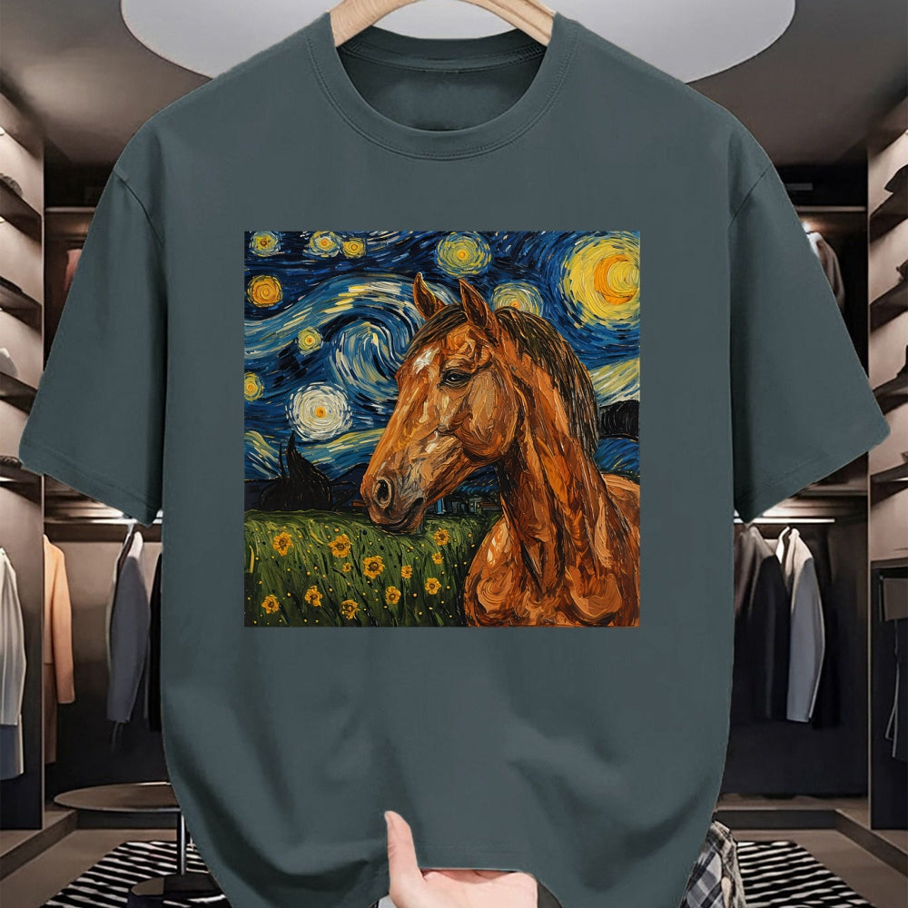 Best Horse Lover Shirt , Funny Horse UnisexT-Shirt/Hoodie/Sweatshirt HLT00 - Horse Lover Van Gogh Style Starry Night Graphic T-Shirt