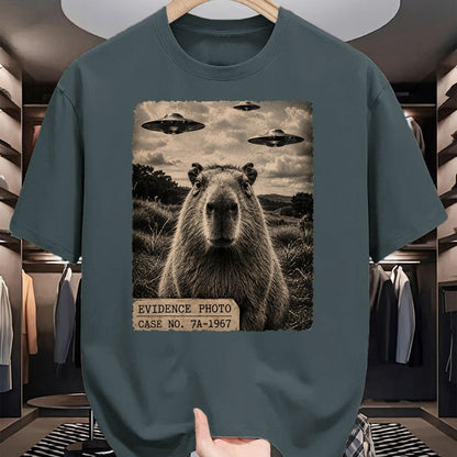 Cute Capybara Shirt, Funny Capybara Unisex T-Shirt/Hoodie/Sweatshirt HLT00 - Funny Capybara Graphic Tee Alien UFO Evidence Photo Vintage T-Shirt