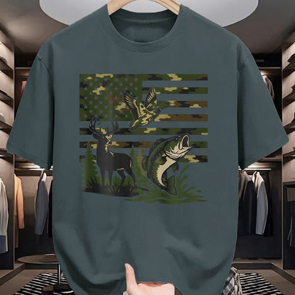 Funny Hunting Shirt, Gift For Hunting Lover Unisex T-Shirt/Hoodie/Sweatshirt HLT00 - Youth Boy Deer Duck Fishing Camo Hunting American Flag T-Shirt