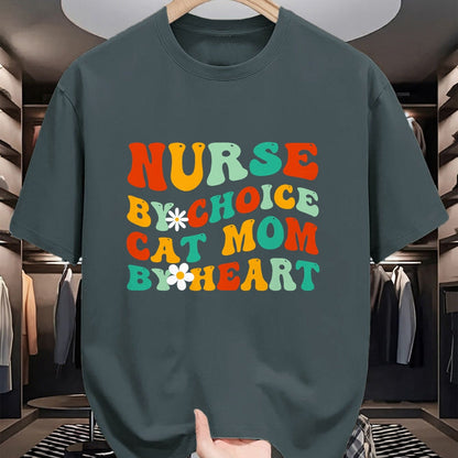 Funny Nurse Shirt, Nurse Unisex T-Shirt/Hoodie/Sweatshirt HLT00 - Nurse By Choice Cat Mom By Heart, Funny Groovy Cat Lover Mom T-Shirt