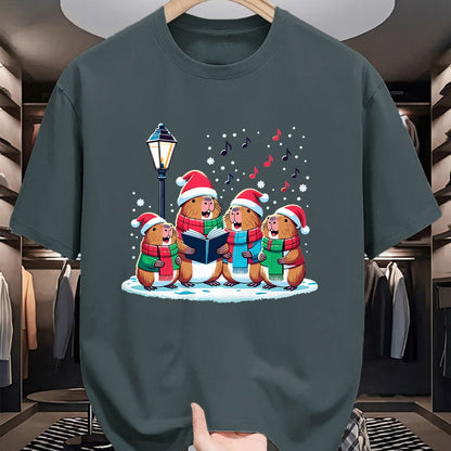 Cute Capybara Shirt, Funny Capybara Unisex T-Shirt/Hoodie/Sweatshirt HLT00 - Festive Winter Capybara Christmas T-Shirt