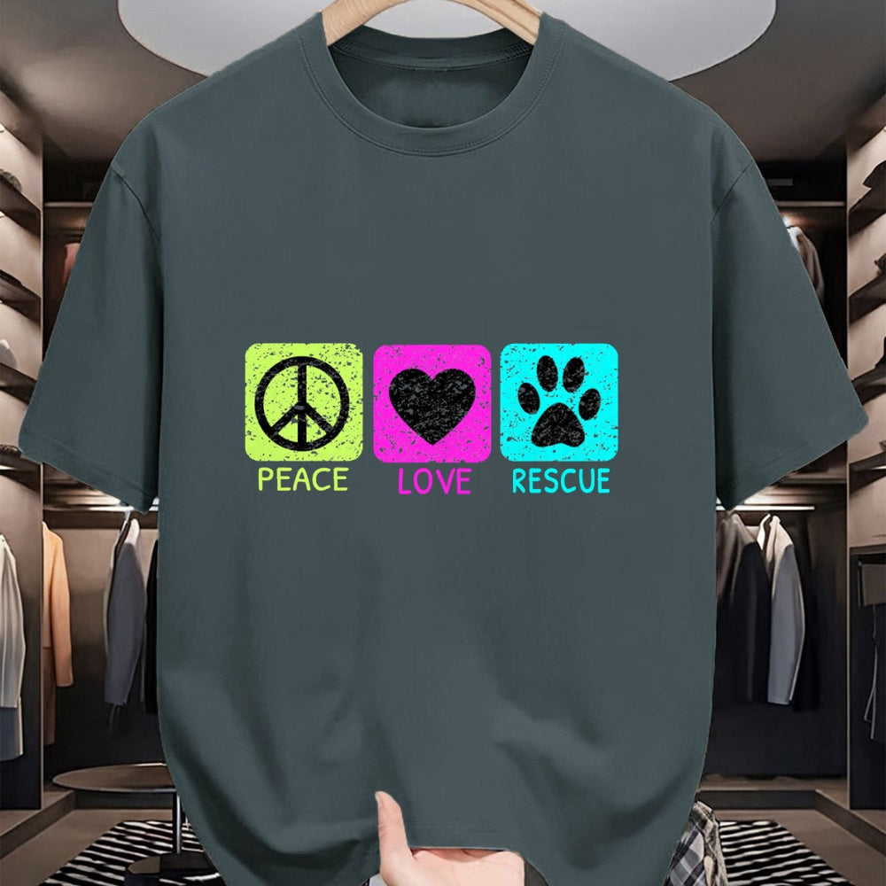 Dog Love Shirt, Dog Lover Gift T-Shirt/Hoodie/Sweatshirt HLT00 - Peace Love Rescue Dogs Distressed Graphic Animal Lovers Long Sleeve T-Shirt