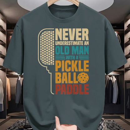 Funny Pickleball Shirt, Pickleball Lover Unisex T-Shirt/Hoodie/Sweatshirt HLT00 - Mens Never Underestimate an Old Man with A Pickleball Paddle T-Shirt, Men, Black, 3X-Large