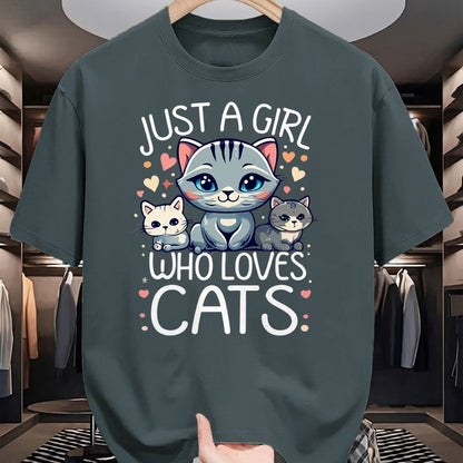 Cat Love Shirt, Funny Cat Lover Gift UnisexT-Shirt/Hoodie/Sweatshirt HLT00 - Just a Girl who Loves Cats Cute Cat Lover T-Shirt (1)