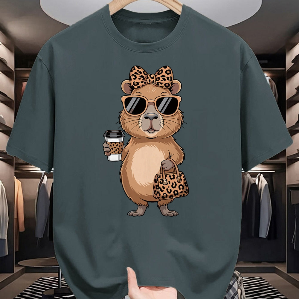 Cute Capybara Shirt, Funny Capybara Unisex T-Shirt/Hoodie/Sweatshirt HLT00 - Fashion Funny Leopard Capybara Coffee Cute Women Girls T-Shirt